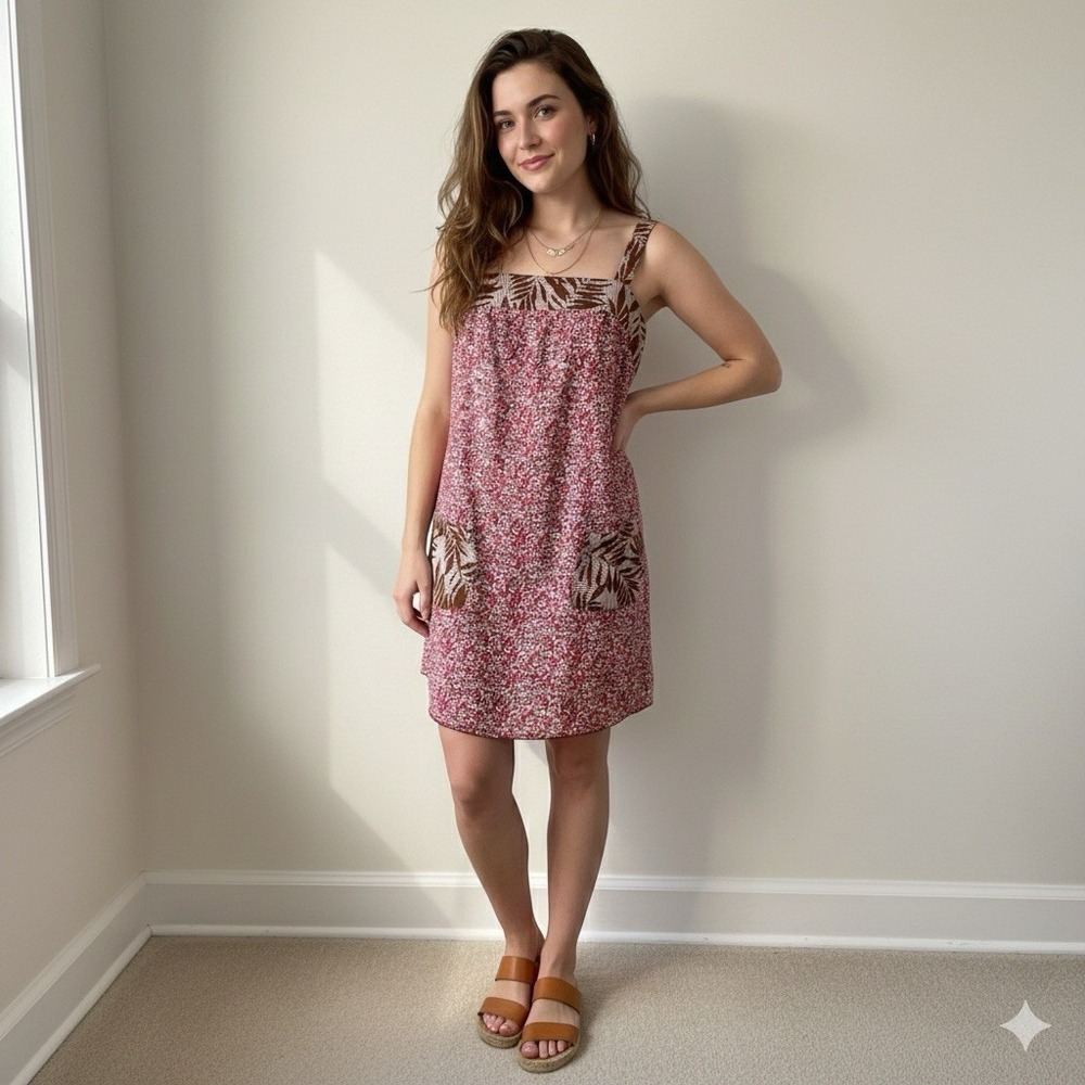 Ruby Rox Vintage 90s Y2K Mini Dress Pink Floral Tropical Boho‎ Sun Dress Small